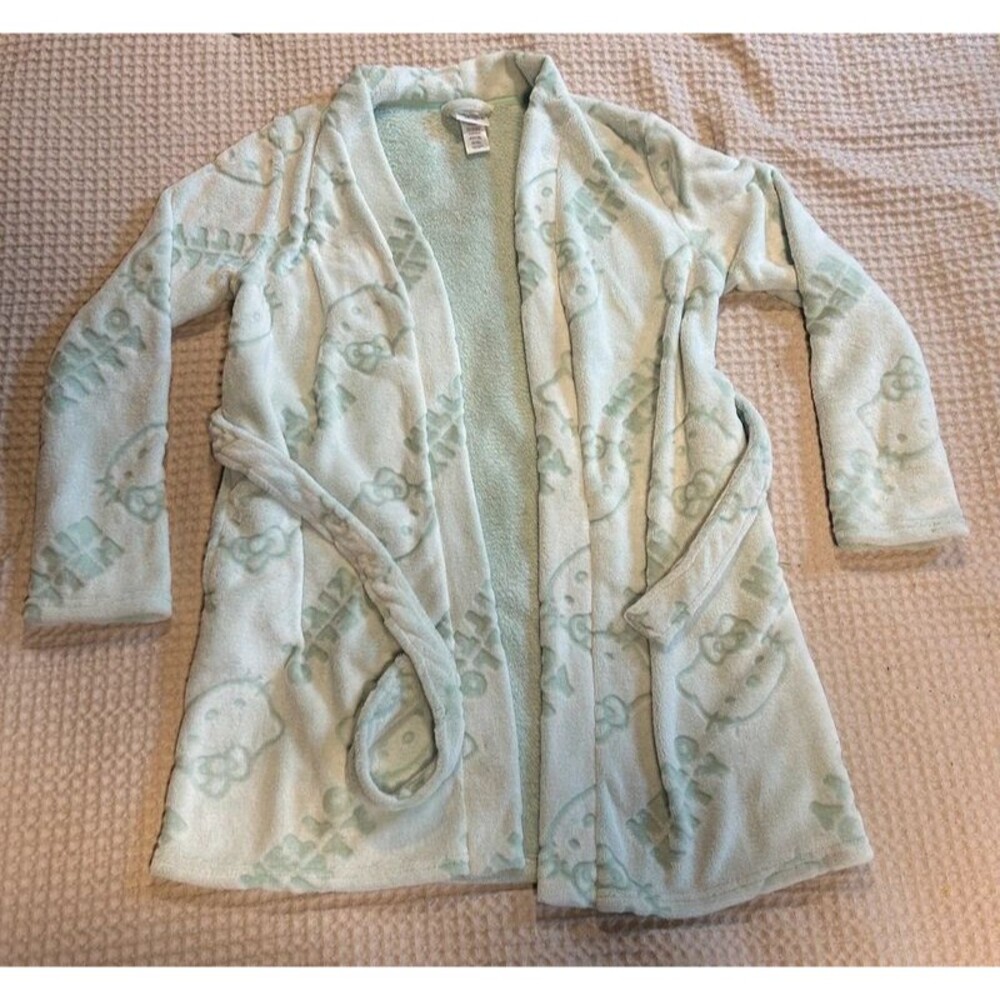 Hello Kitty by Sanrio Mint Plush Sleepwear Robe Size Small